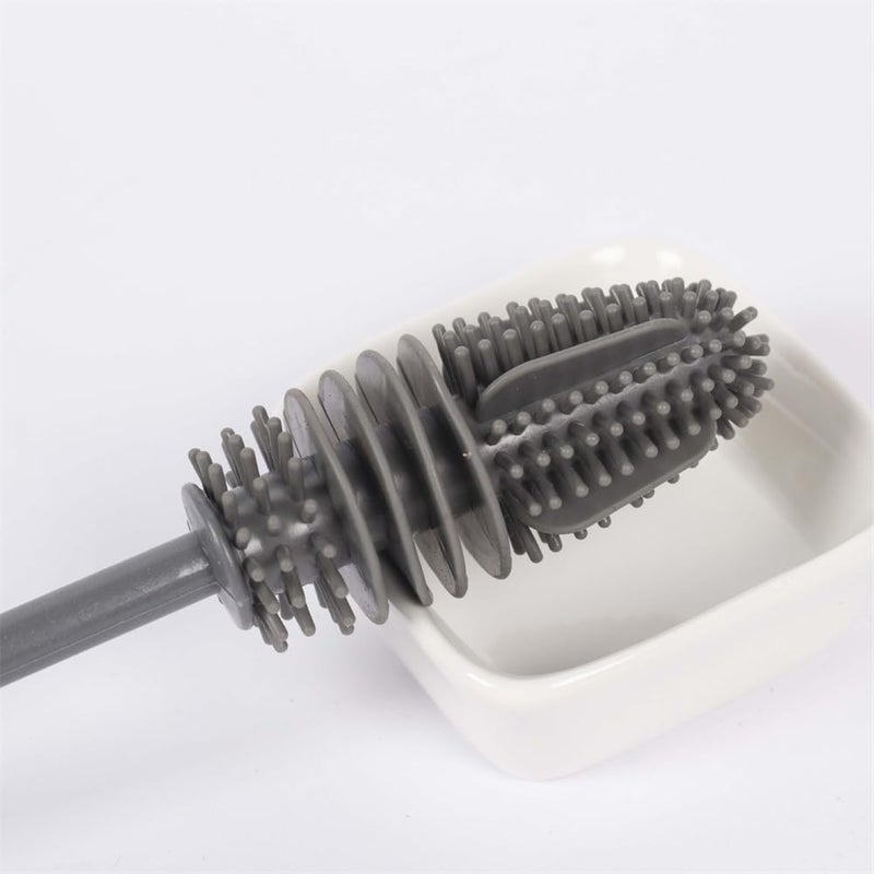 EYAKEG Silicone Soft Bristle Water Bottle Cleaner Brush with Extra Long Handle for Flasks, Tumbler, Glassware, Sports Bottles, Baby Bottles, Vases, Narrow Neck, Gray - Image 4